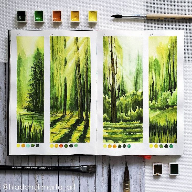Watercolor Paintings Capture the Tranquility of Nature