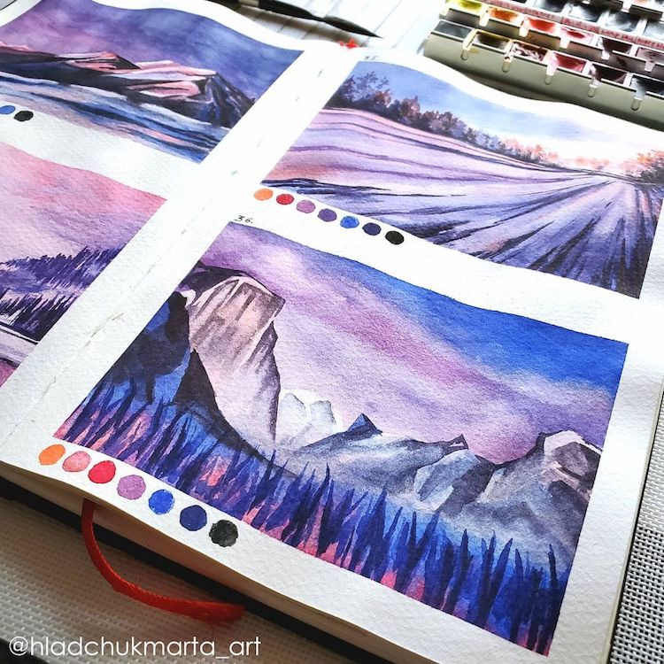 Watercolor Landscape Painting Studies by Marta Hladchuk