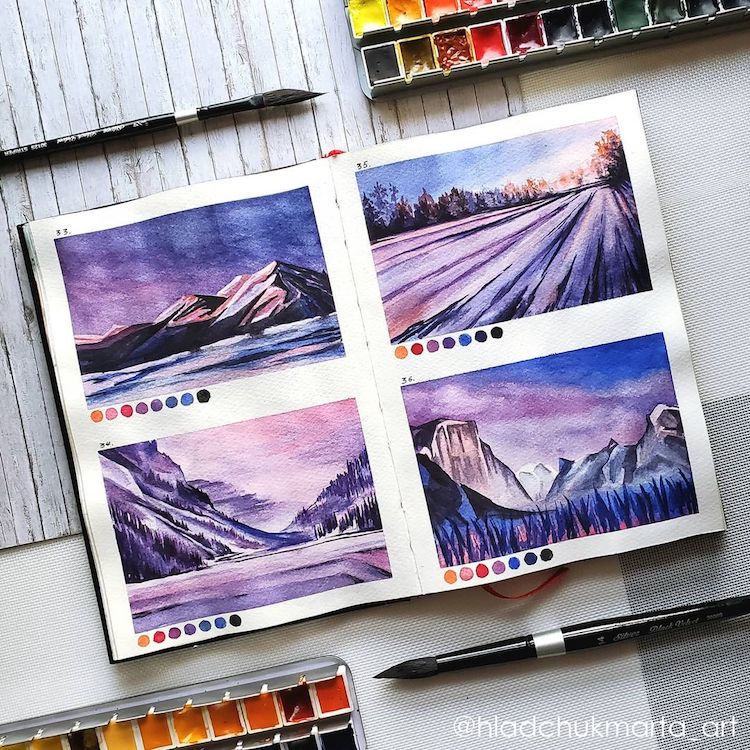 Watercolor Landscape Painting Studies by Marta Hladchuk