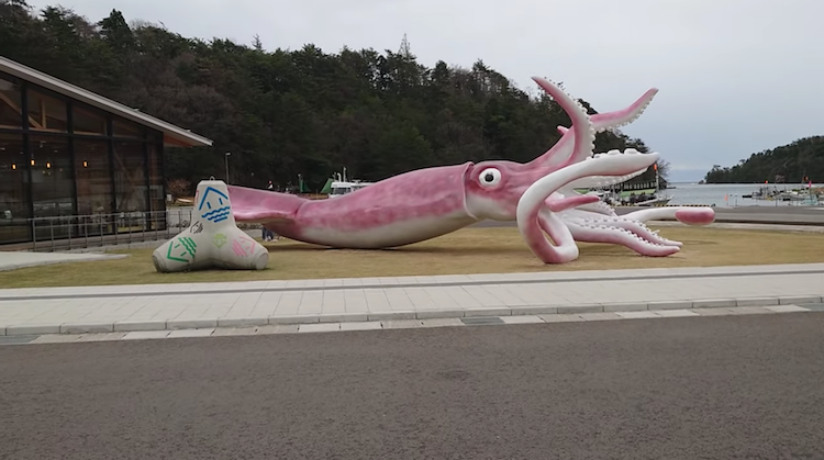 Giant Squid Statue in Noto Japan