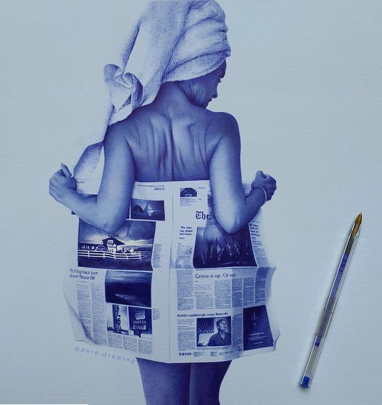 Blue Ballpoint Pen Drawings by Paulus Architect