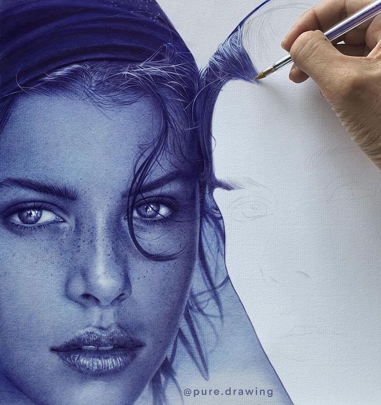 Blue Ballpoint Pen Drawings by Paulus Architect