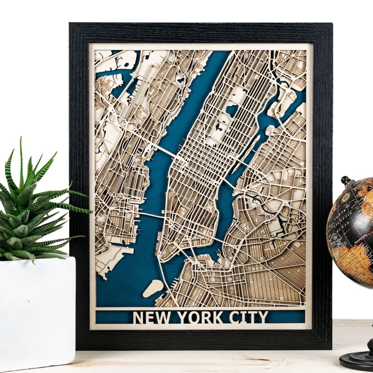Personalized Wood City Map
