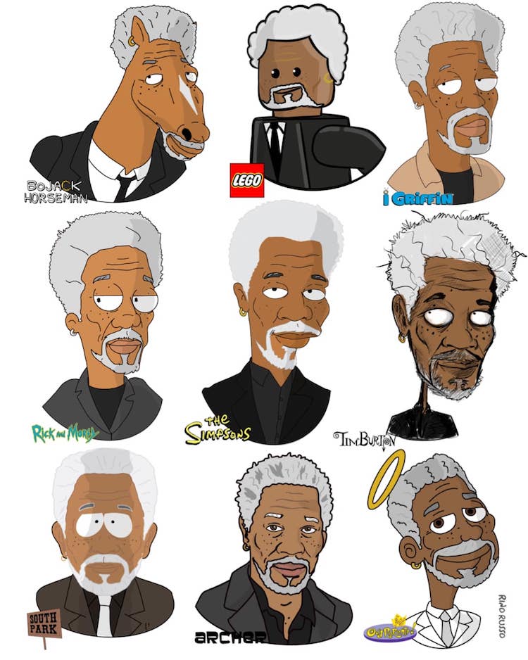 retratos de caricatura de morgan freeman