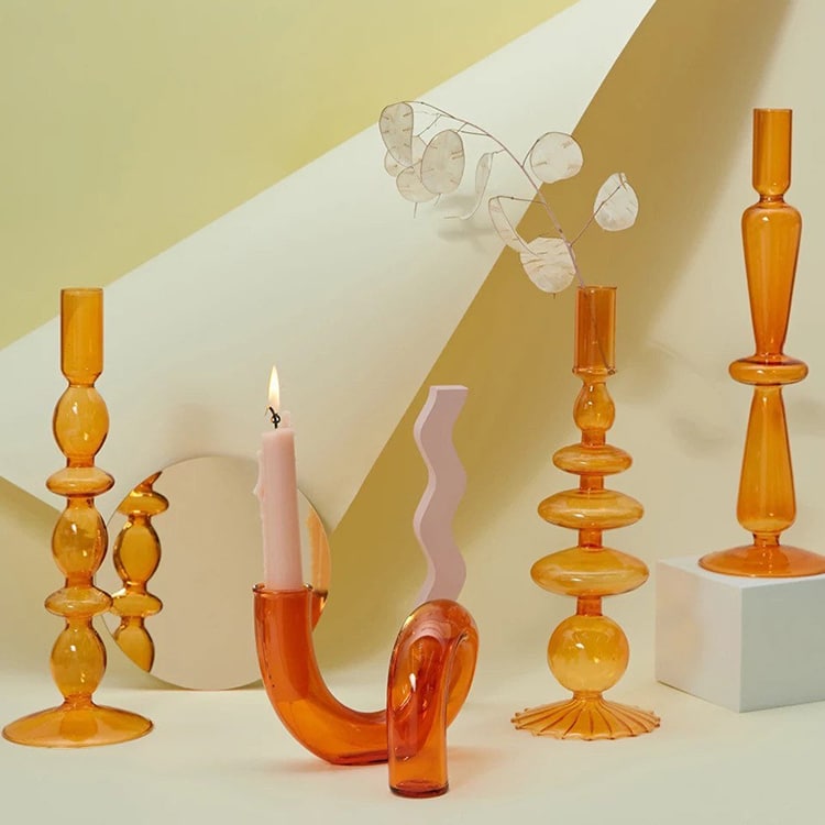 Groovy Scandinavian Glass Candlestick Holders