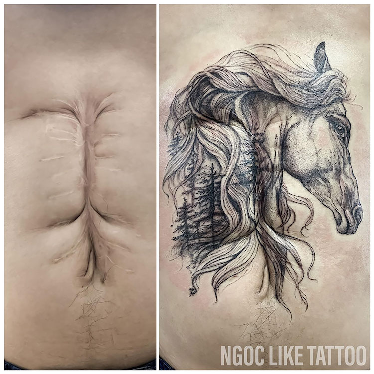 Tatuajes para cicatrices de Ngoc Like Tattoo