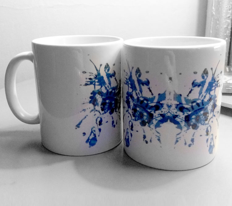 Schizoprenic NYC Blue Rorschach Test Ink Blot Mugs