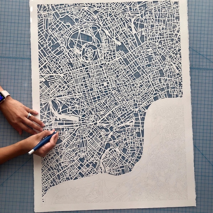 Hand Cut Paper Map