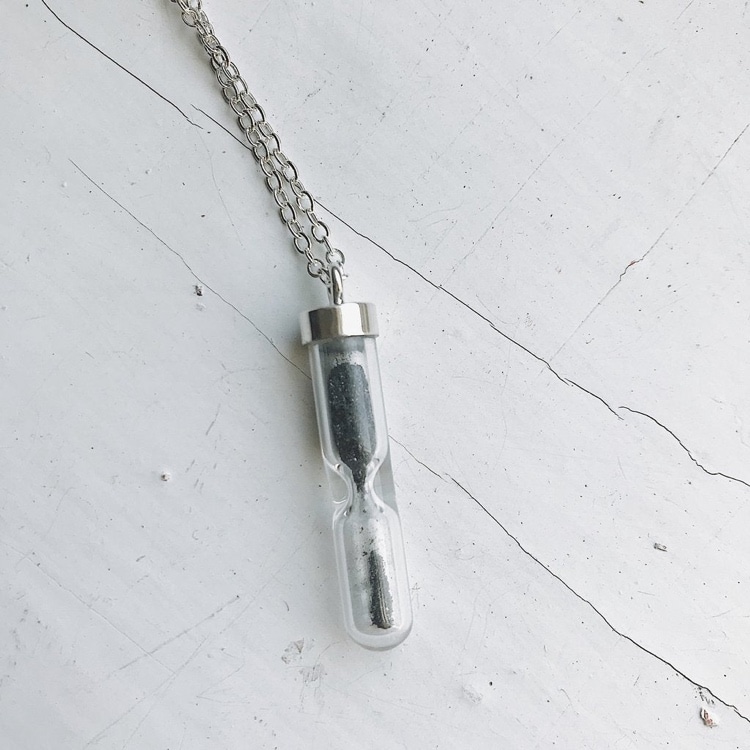 Hourglass Necklace Filled with Meteorite Dust