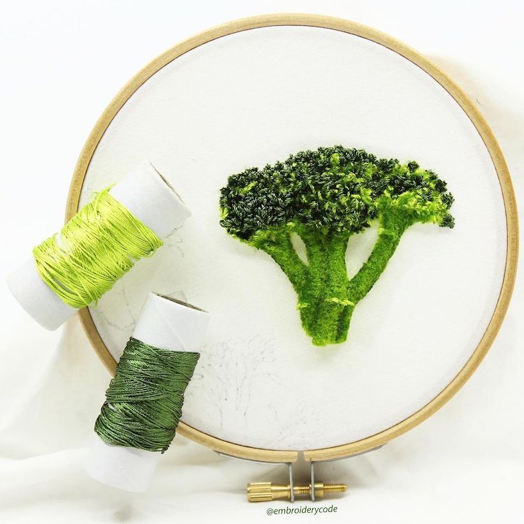 bordados de comida con aguja mágica por Youmeng Liu
