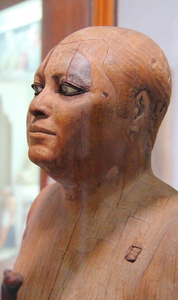 4500 Year Old Egyptian Wood Statue With Rock Crystal Eyes Boasts