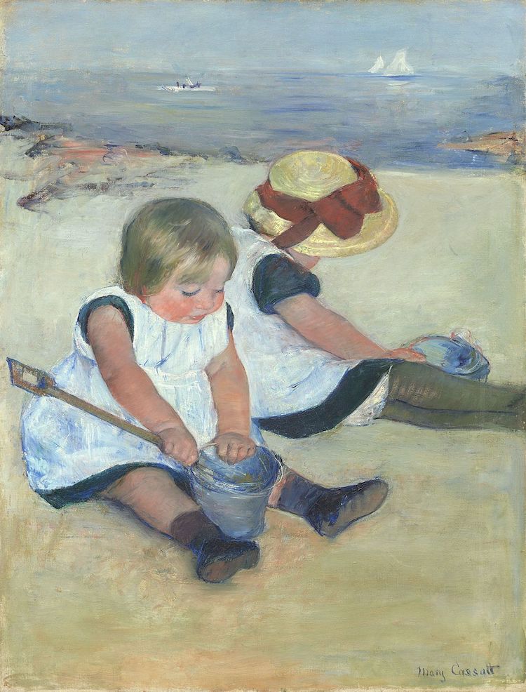 Children playing on Mary Cassatt's beach