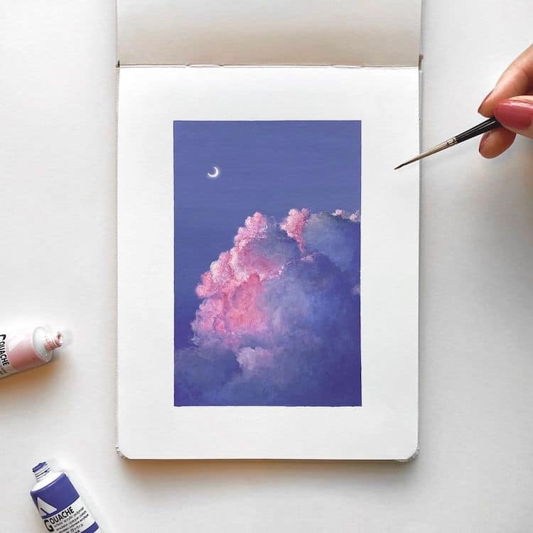 gouache clouds