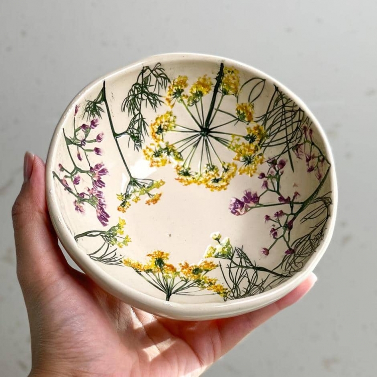 Botanical Pottery and Ceramic Dishes by Hessa Al Ajmani