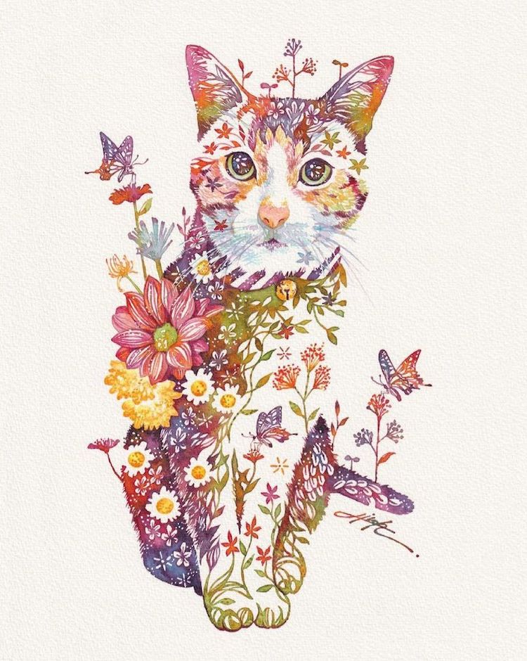 Illustrations florales d'animaux par Hiroki Takeda