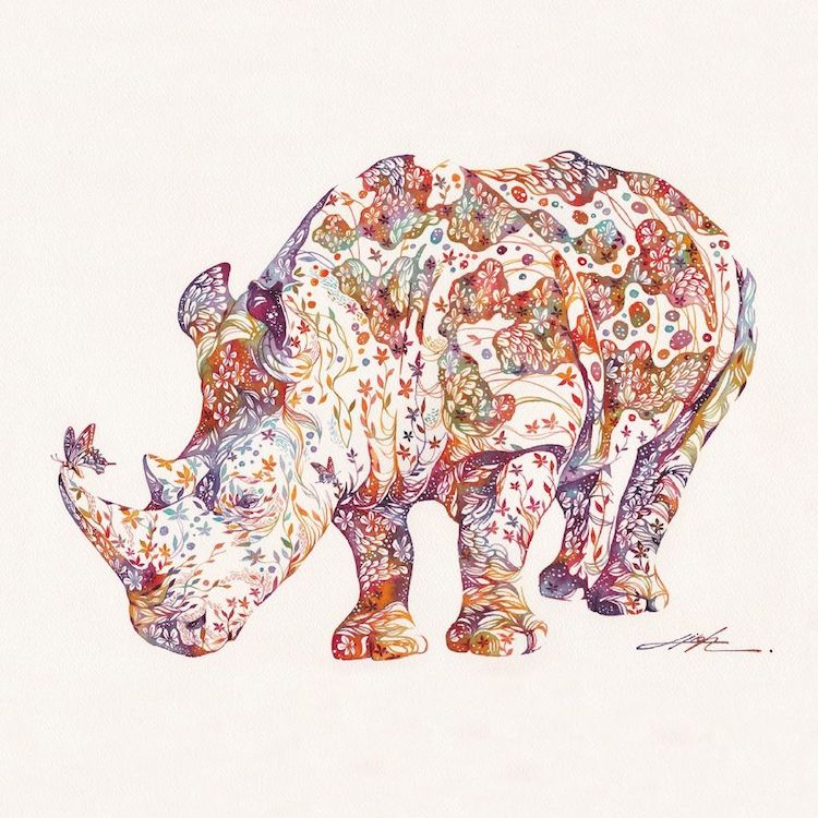 Floral Animal Illustrations by Hiroki Takeda