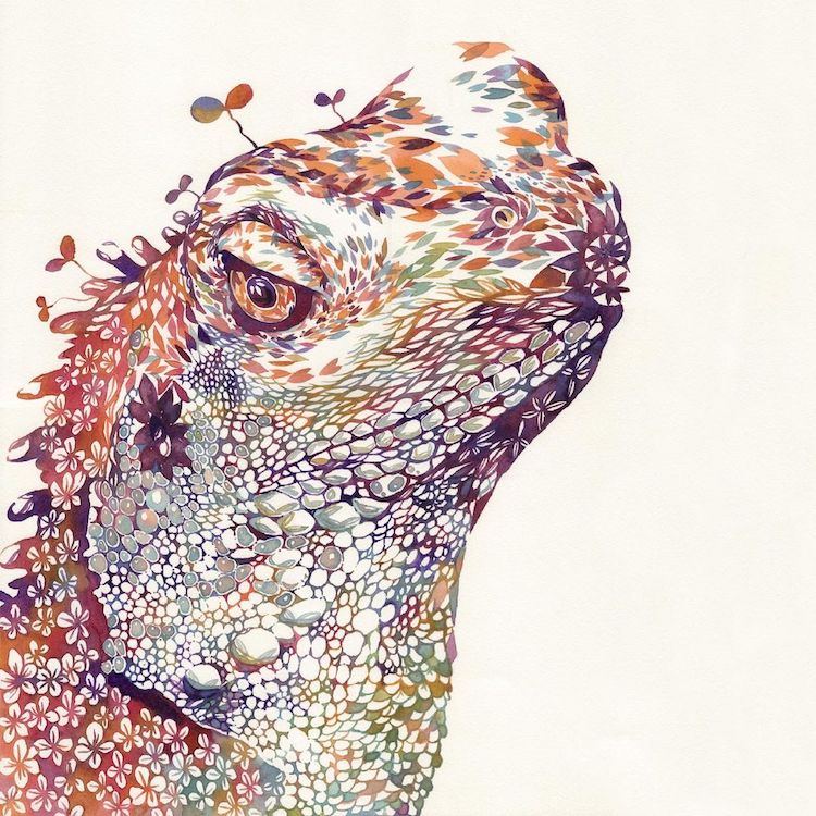 Illustrations florales d'animaux par Hiroki Takeda