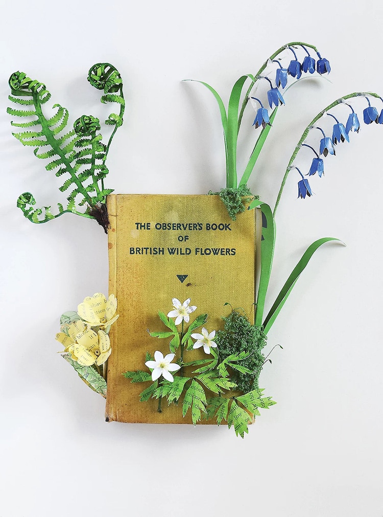 Wildflowers Altered Book Sculpture