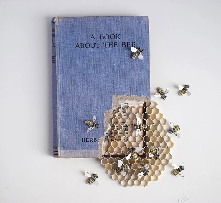 Honey Bee Altered Book Sculpture