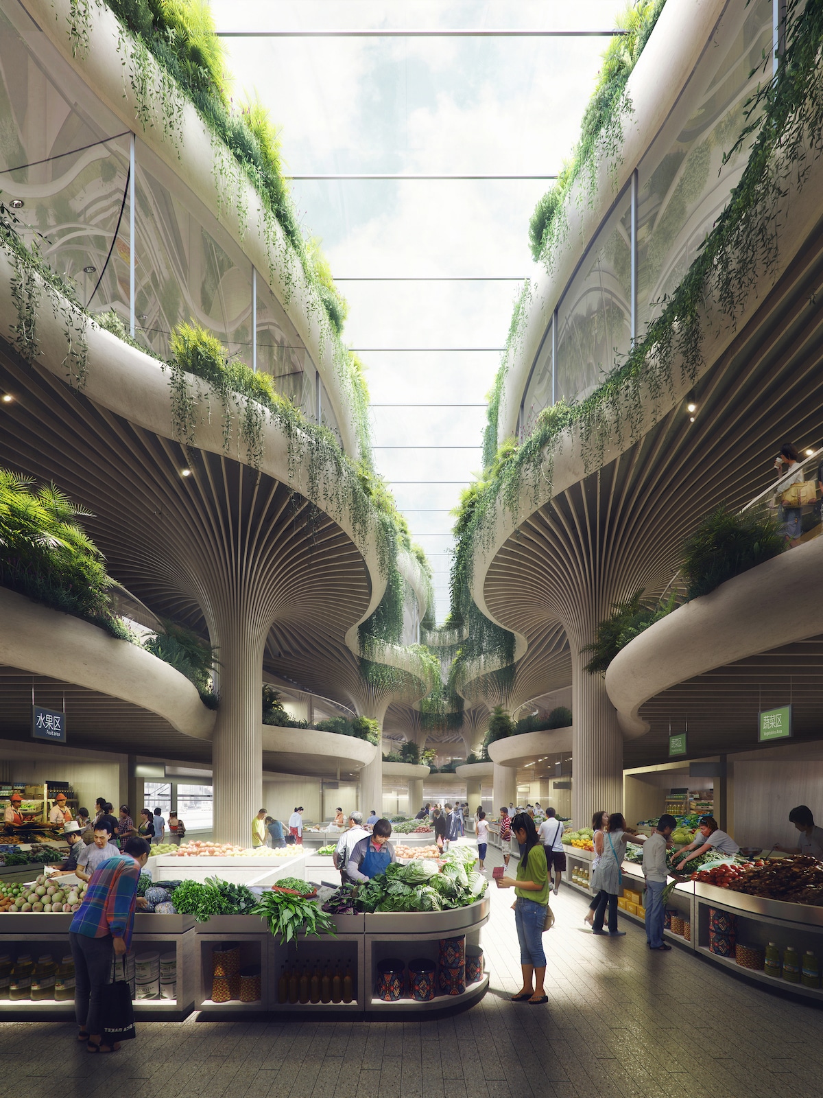 Solar Trees Marketplace par Koichi Takada Architects