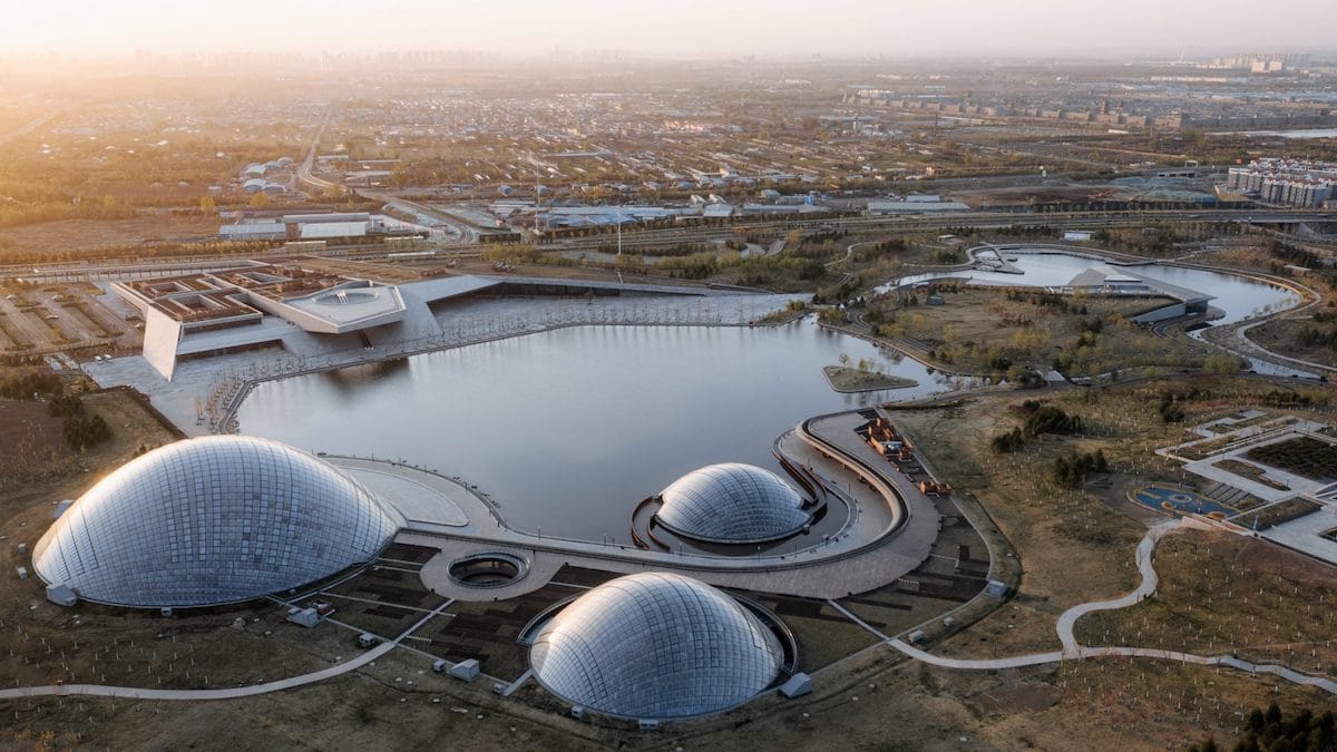 Aerial Shot of Taiyuan Botanical Garden by Delugan Meissl Associated Architects