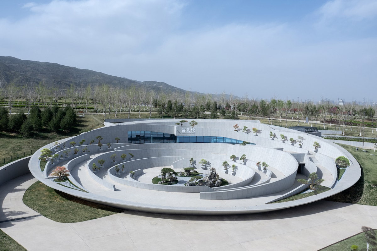Aerial Shot of Taiyuan Botanical Garden by Delugan Meissl Associated Architects