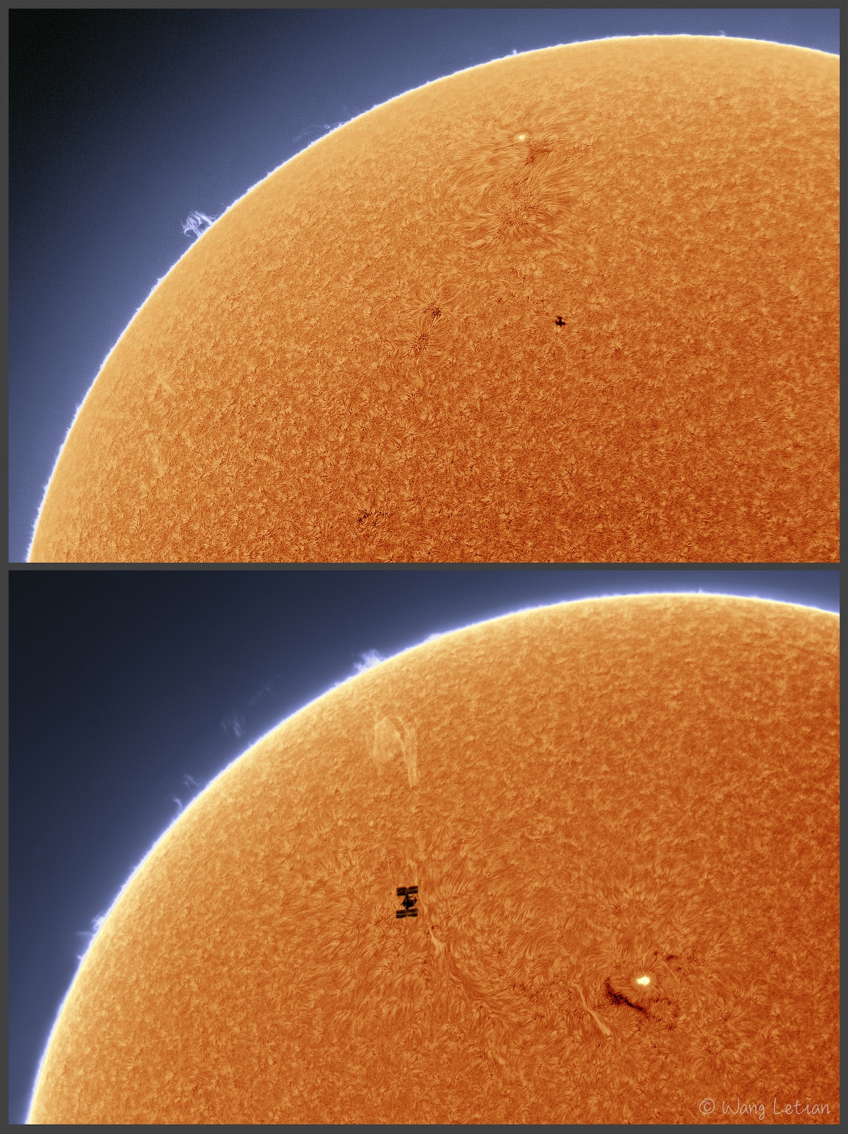 ISS et CSS en transit vers le Soleil