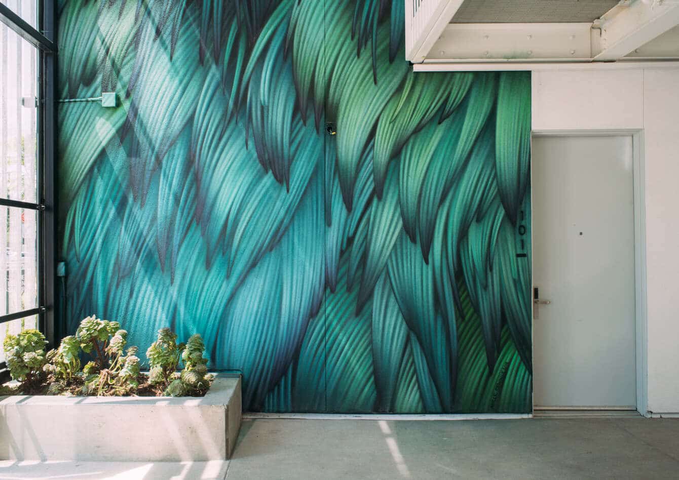 Pigeon Feather Mural by Adele Renault