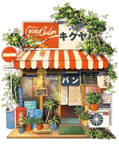 Digital Illustrations Depict Charming Japanese Storefronts