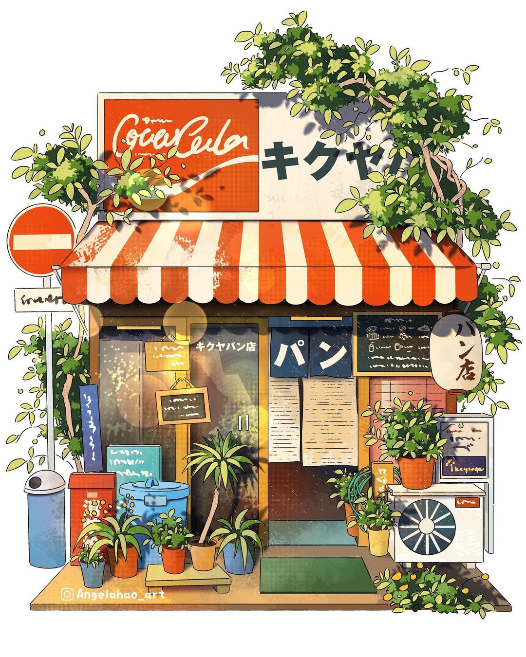 ilustraciones de tiendas japonesas por Angela Hao