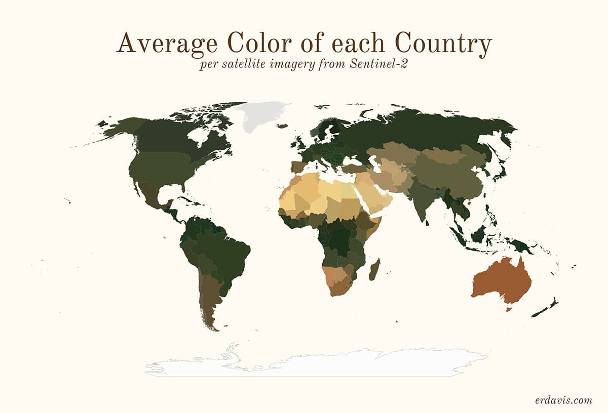 mapa de colores promedio de los países