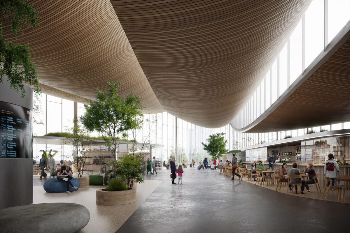 Interior view of the Västerås Travel Center by Bjarke Ingels Group