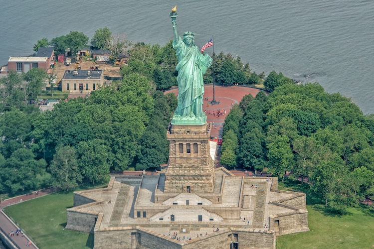 Aerial View of the Statue of Liberty