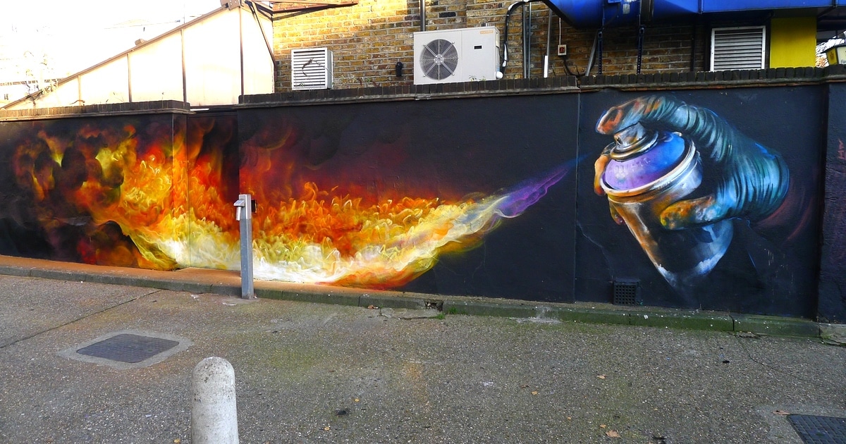 This Painting Of A Spray Can Shooting Flames Will Blow Your Mind