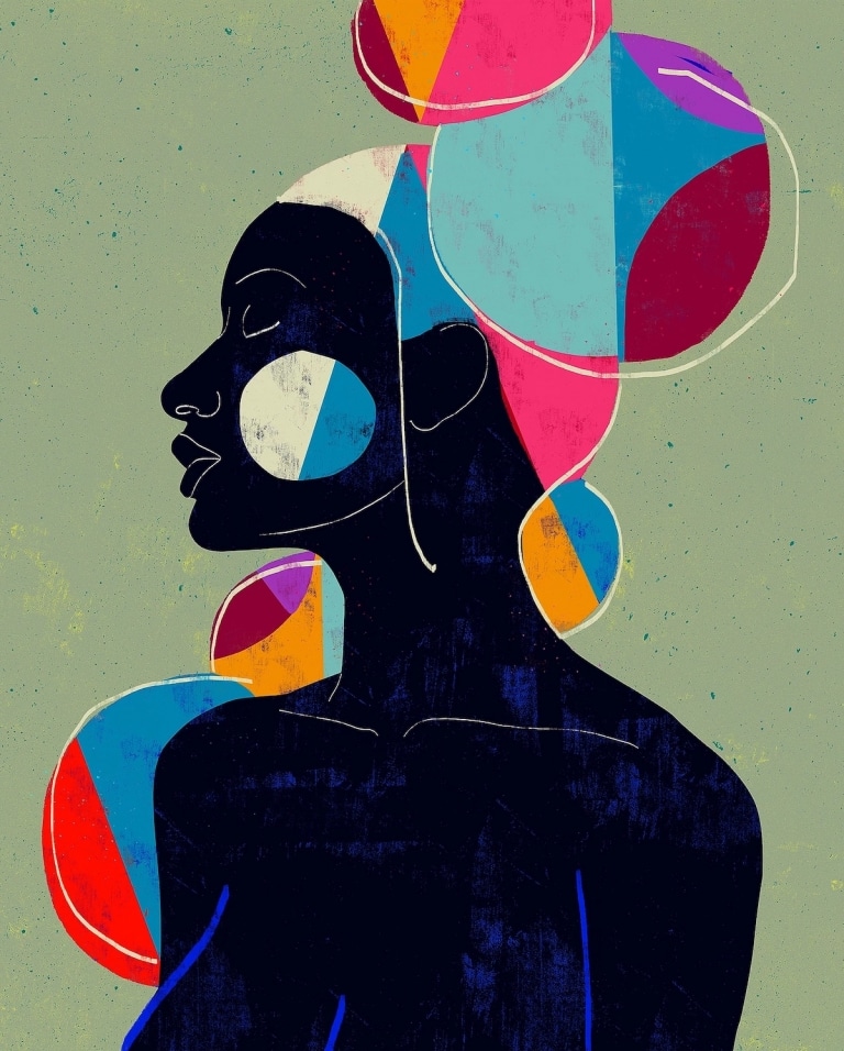 Colorful Portraits Pop With Minimal Lines and Geometric Shapes