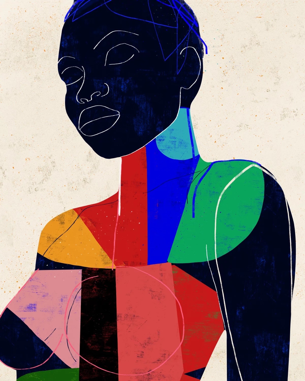 Colorful Abstract Woman Line Drawing Portraits by Luciano Cain