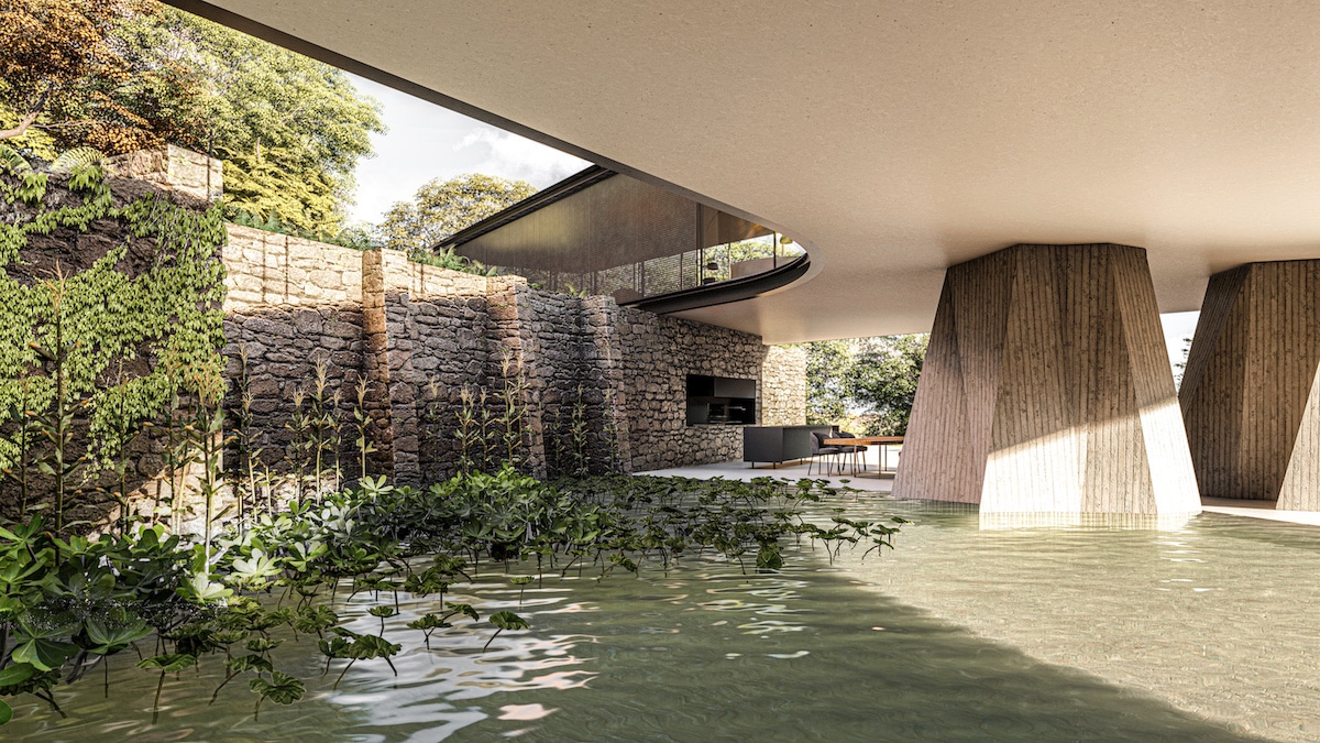 Interior pool room view of Xingu House by Tetro Arquitetura