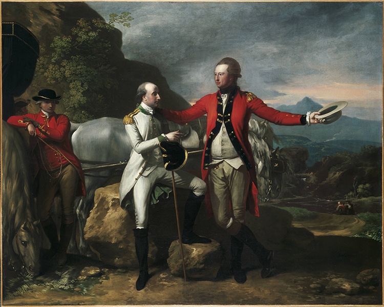 Two Officers and a Groom in a Landscape, 1777
