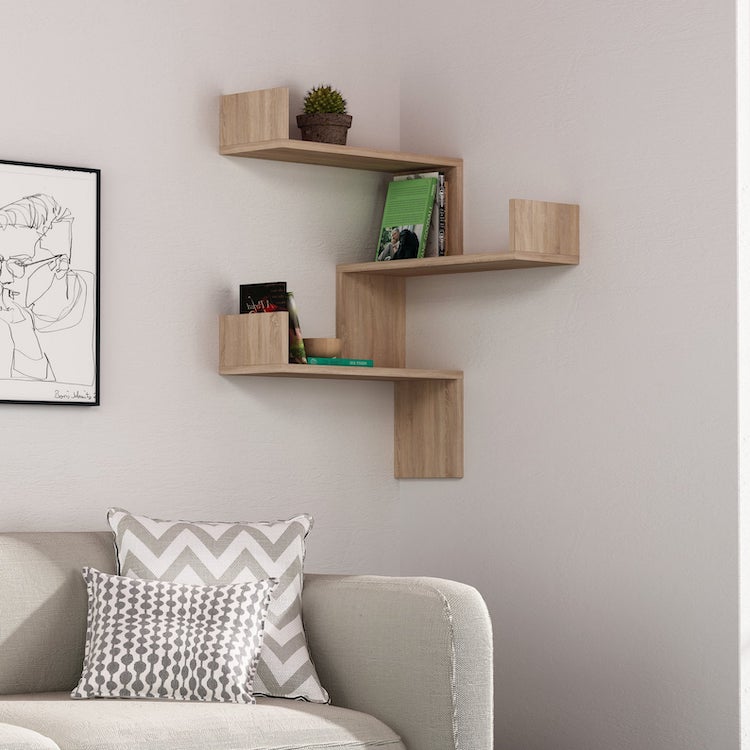 Floating Corner Mount Bookshelf