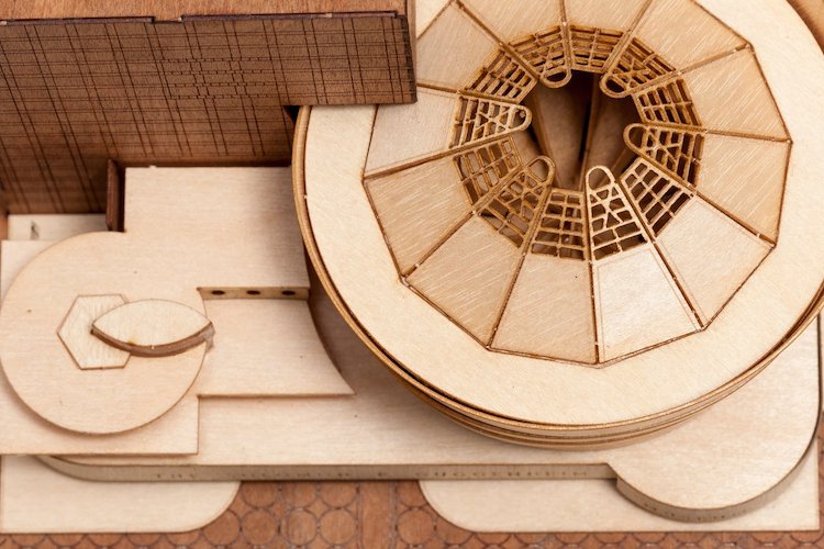 Detail of Guggenheim Museum Scale Model Kit of Frank Lloyd Wright Projects