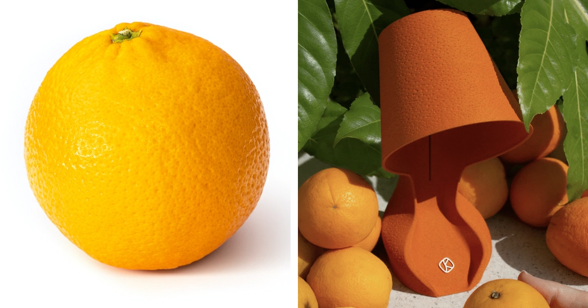 Ohmie is a 3D-printed lamp made from orange peels