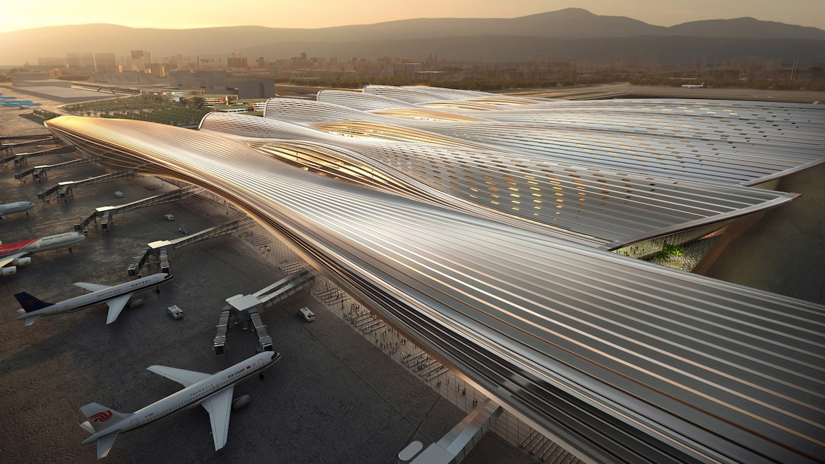 Rendering of Proposal for Shenzhen Bao’an International Airport by Rogers Stirk Harbour + Partners