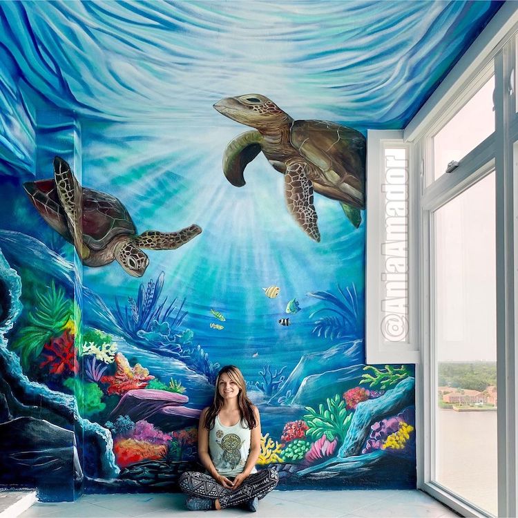 Immersive Mural Art of Ocean Scene