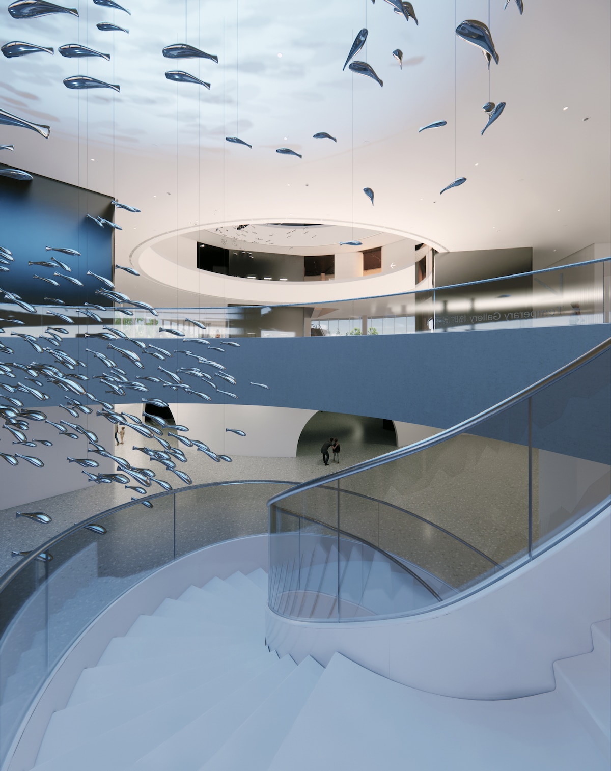 Interior view of the atrium of the Hainan Science and Technology Museum by MAD Architects