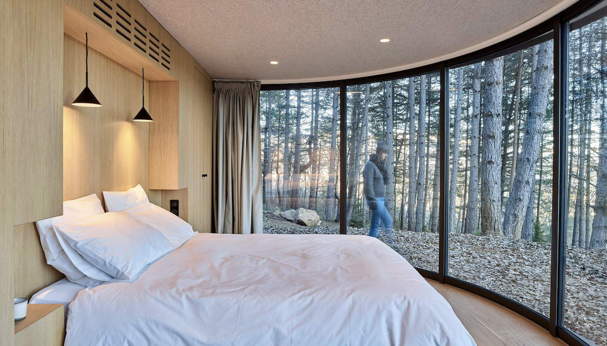 Interior View of LUMIPOD Cabin by LUMICENE Connects Guests to the Outdoors