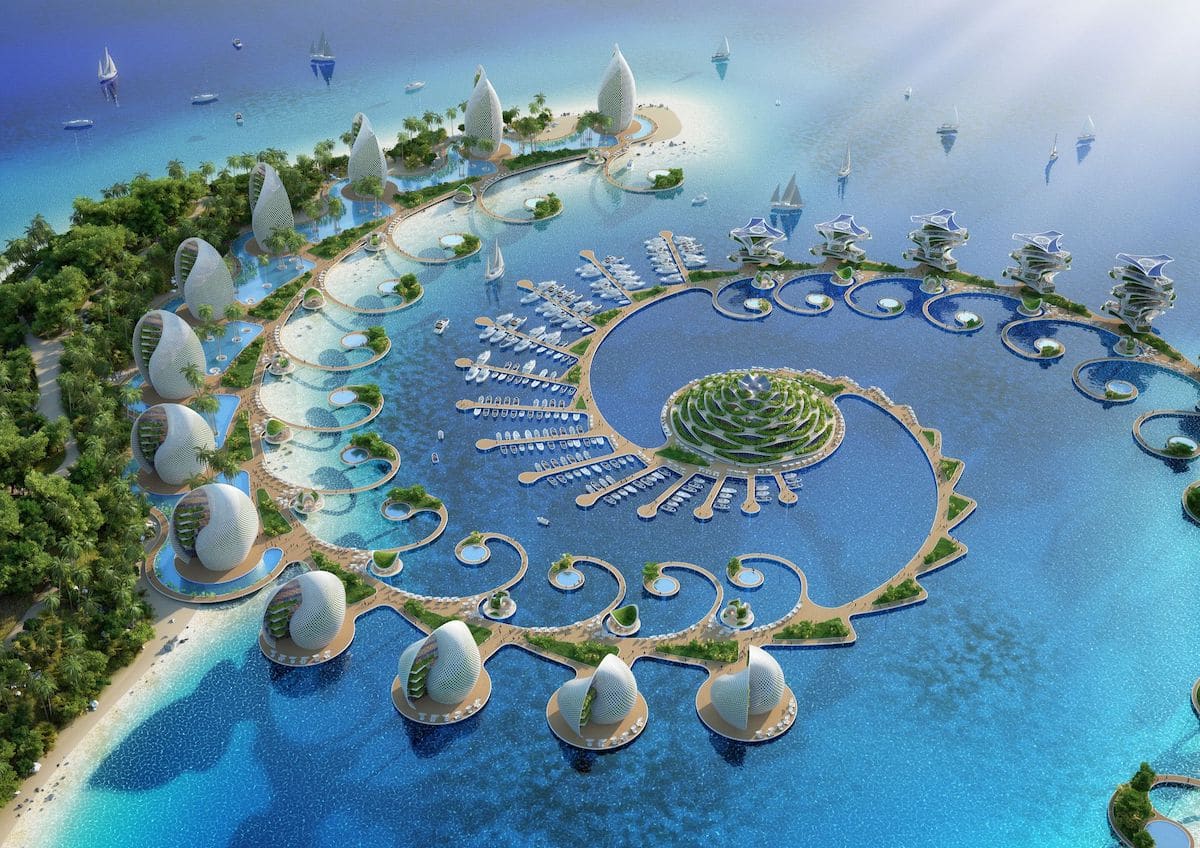 Aerial View of the Nautilus Eco-Resort by Vincent Callebaut Architectures