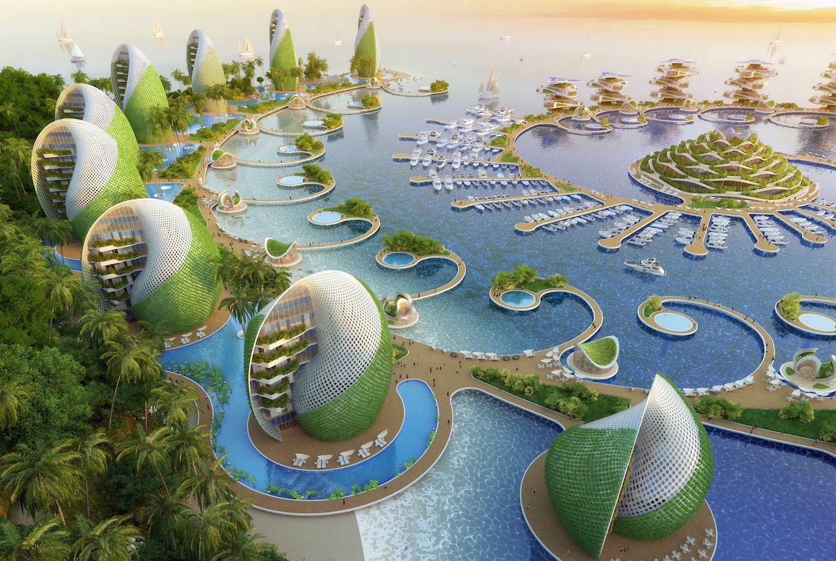 Aerial View of the Nautilus Eco-Resort by Vincent Callebaut Architectures