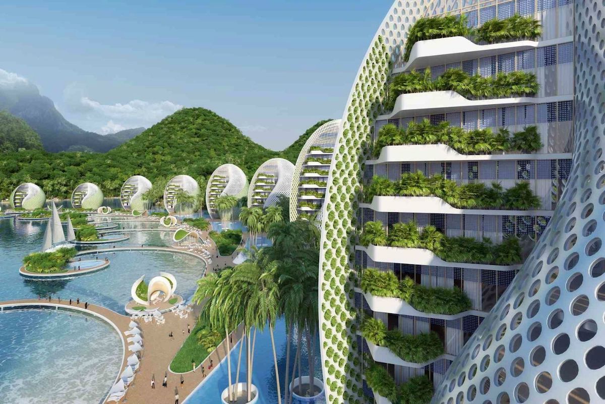 Close-up of the Nautilus Eco-Resort by Vincent Callebaut Architectures