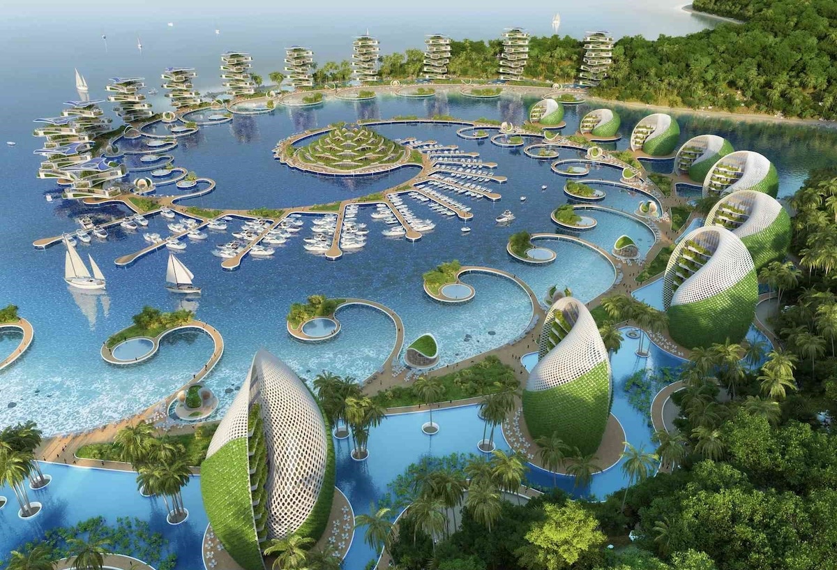 Aerial View of the Nautilus Eco-Resort by Vincent Callebaut Architectures
