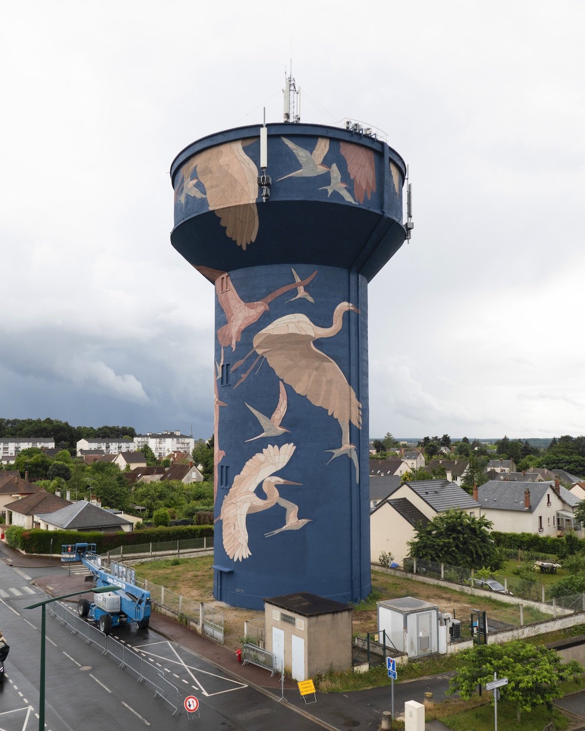 Birds Painted on Water Tower in Gien